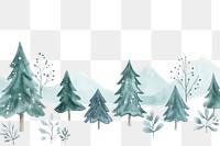 PNG Watercolor winter border trees illustration mountains.