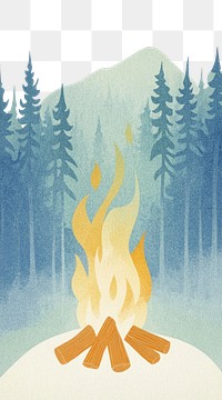 PNG Bonfire camping wallpaper illustration mobile trees.