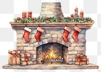 PNG Christmas fireplace hearth architecture celebration. AI generated Image by rawpixel.