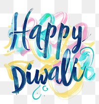 PNG Typography diwali happy text.