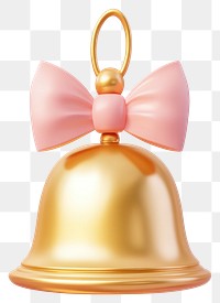 PNG 3d coquette golden bell pink bow accessories.