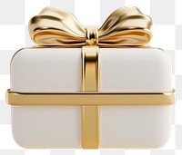 PNG Gold ribbon gift box white cosmetics treasure.