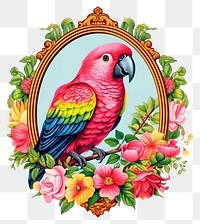 PNG Parrot printable sticker parrot illustration vintage.