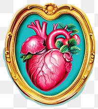 PNG Realistic heart printable sticker illustration vintage frame.