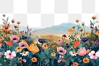 PNG Vibrant floral meadow illustration