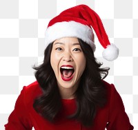 PNG Christmas hat shouting smiling adult. 