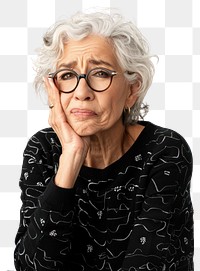 PNG Senior woman touching cheek with hand portrait glasses adult.