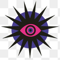 PNG Retro abstract geometric star eye element, transparent background