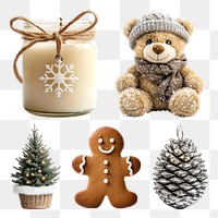 PNG winter Christmas vibes design element set, transparent background