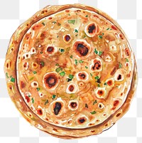 PNG An isolated Paratha food illustration watercolor.