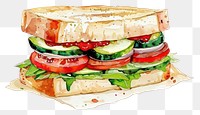 PNG An isolated italian sandwich food illustration watercolor.