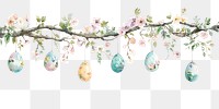 PNG Easter eggs hanging watercolor flower branch.