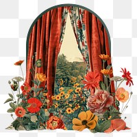 PNG Flower Collage Curtain and window flowers illustration pattern.