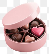 PNG 3d valentine chocolate box sweets heart pink.