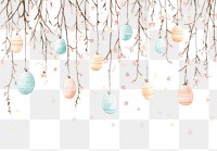 PNG Easter eggs hanging art watercolor branches.