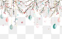 PNG Easter eggs hanging illustration branches pastel.