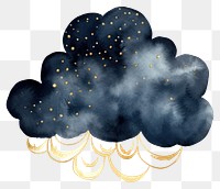 PNG Indigo cloud with lightning illustration watercolor art.