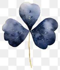 PNG Indigo clover leaf illustration watercolor gold.