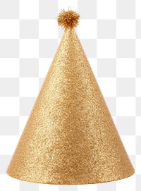 PNG Realistic gold glitter party hat with pompon on top celebration decoration sparkling.