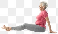 PNG Senior exercise isolated woman fitness yoga.