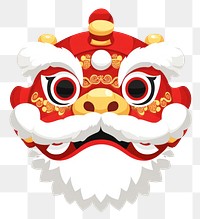 PNG Chinese lion head chinese white red.