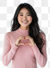 PNG Asian half american woman wearing pink long sleeves clothing sweater happy.