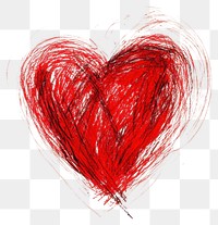 PNG Heart shape filled with thick drawing sketch red.