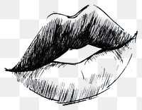 PNG Black kiss lips art illustration drawing.