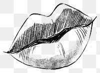 PNG Black kiss lips art illustration drawing.