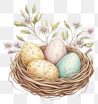 PNG Easter eggs in nest illustration spring colors.