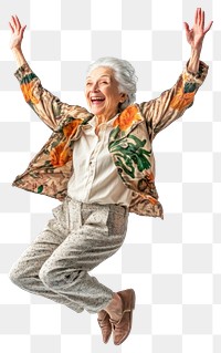 PNG Senior Citizen Jumping in Joy clothing jumping elderly.