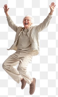 PNG Senior Citizen Jumping in Joy clothing jumping elderly.