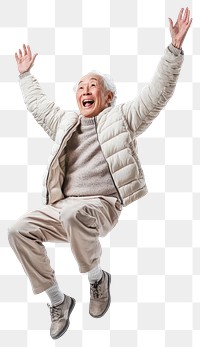 PNG Senior Citizen Jumping in Joy clothing elderly jumping.