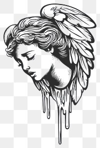 PNG Angel cry art illustration black.