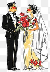 PNG Romantic illustration wedding bride.