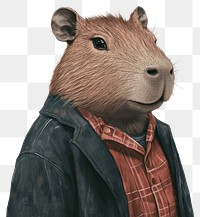 PNG A Baby capybara wearing with gparty outfit animal anthropomorphic illustration.