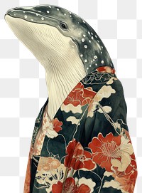 PNG A whale wearing withYukata costume animal clothing dress.