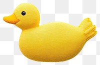 PNG A yellow duck in embroidery style animal children's stuffed.