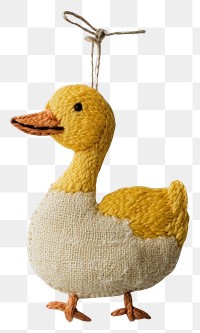 PNG A duck in embroidery style animal art handicraft.