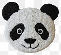 PNG A panda in embroidery style pillow fabric white.