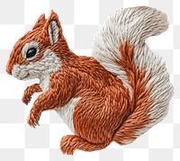 PNG A squirrel in embroidery style fabric embellishment handcrafted.