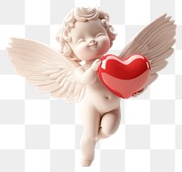 PNG 3D cupid illustration holding angel heart.