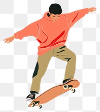 PNG Young man playing skateboard illustration street style.