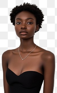 PNG Model wears a silver necklace photography portrait woman.