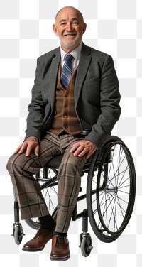 PNG Senior man on wheelchair suit professional background.