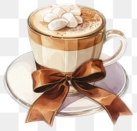 PNG Brown coquette hot coffee illustration beverage ribbon.