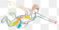 PNG Line drawing swimming player art colorful sports.