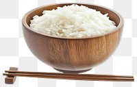 PNG White rice in a wooden bowl chopsticks food traditional.