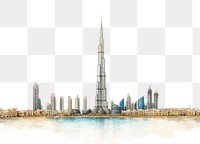 PNG Burj Khalifa - Dubai cityscape architecture illustration.