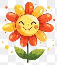 PNG Cute smiling colorfull flower illustration petals colors.